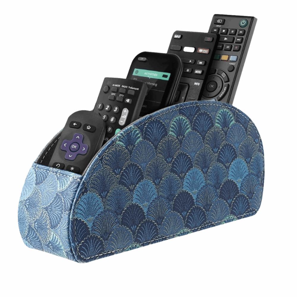 PU Leather Remote Control Holder Modern Universal Desktop Storage Box Cable Management Multi-Device Remote Control Organizer