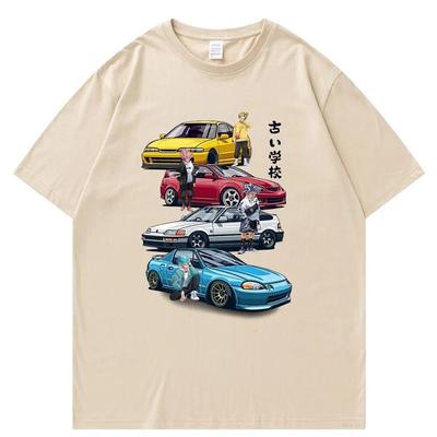 Funny Classic Initial D T Shirt Unisex Harajuku T-Shirt Unisex Hip Hop GTR Vaporwave JDM Car Print Tshirt Casual Oversize Tops Tee
