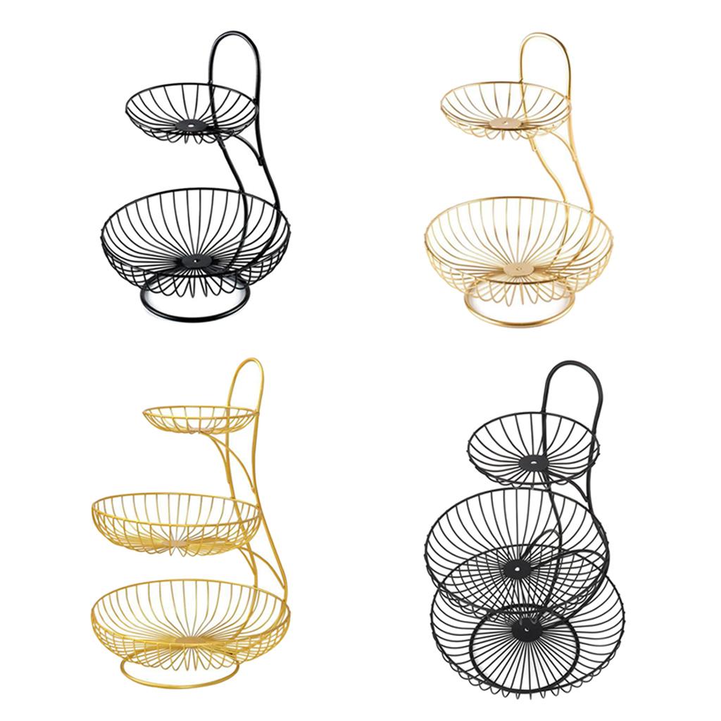 Decorative Fruit Basket Stand Metal Wire Bread Holder Rack Storage Kitchen