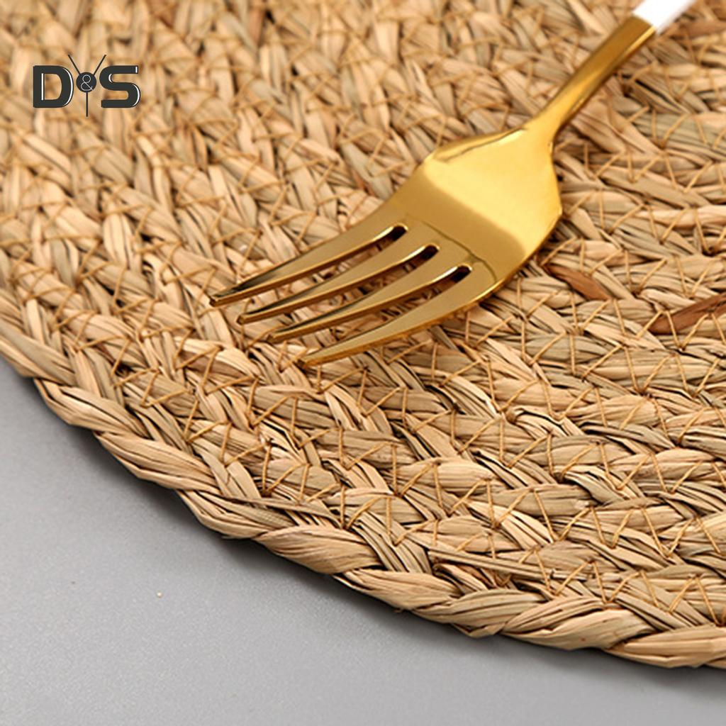 SW Corn Water Grass Handmade Weave Round Coaster Pad Mat Heat Insulation Placemat