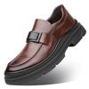 2025 new platform leather shoes men's trend casual British style middle-aged dad shoes hand-scratched business small leather shoes