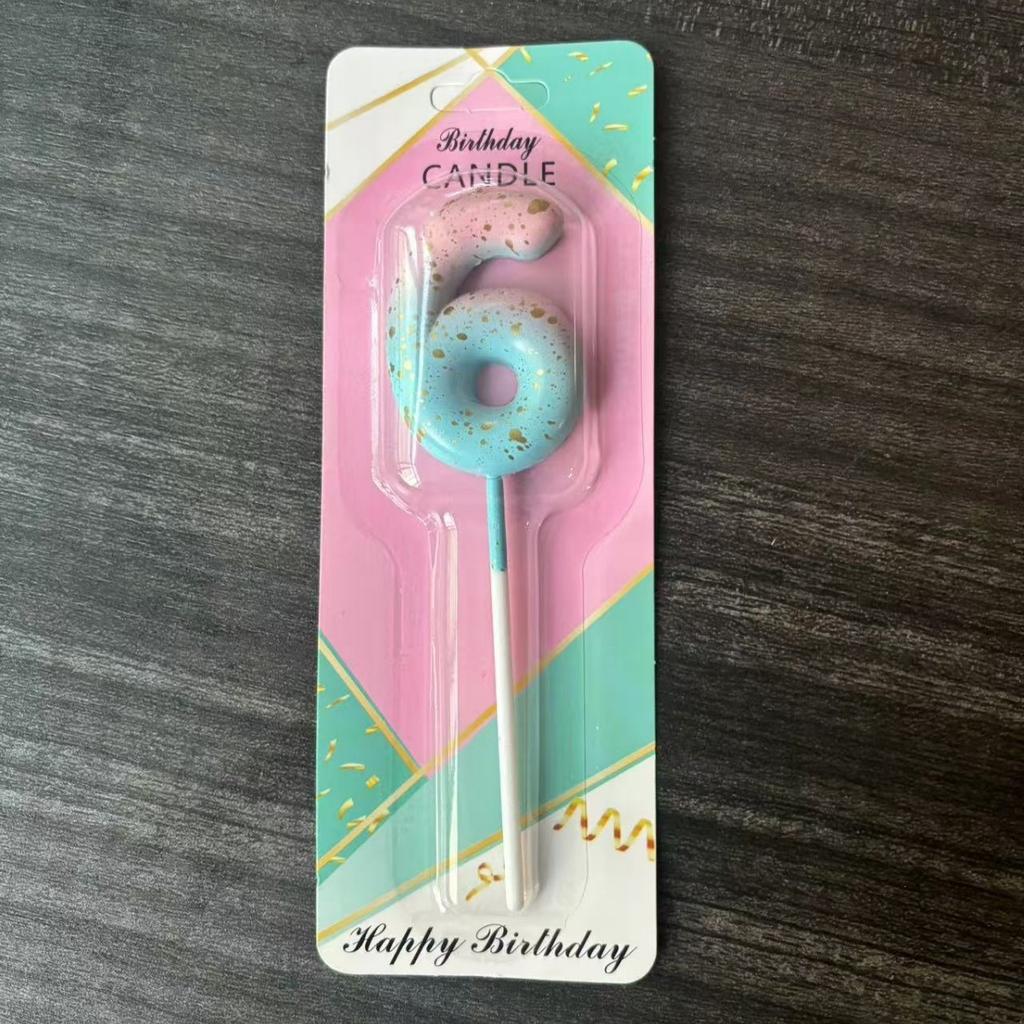 Ins Galaxy Gradient Digital Birthday Candle Ornament Pink Blue Purple Layout Party Cake Baking Plug-in Card