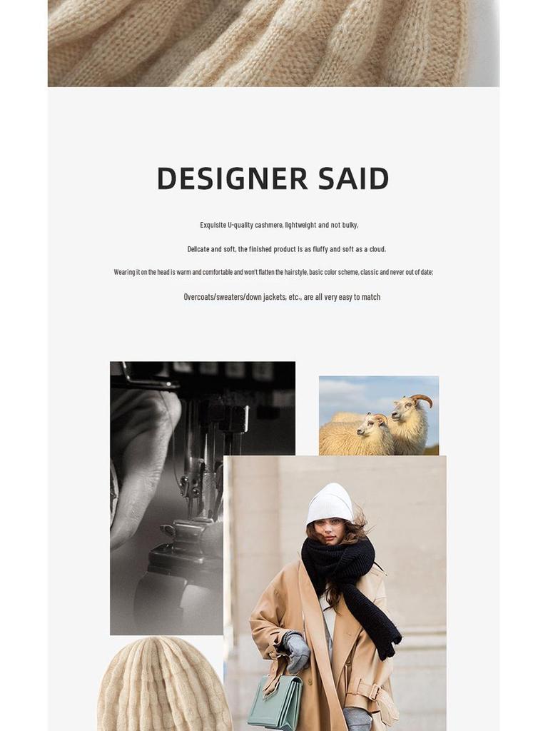 Dammössa med flätstickning i ren kashmir för öronen, för höst- och vintermode