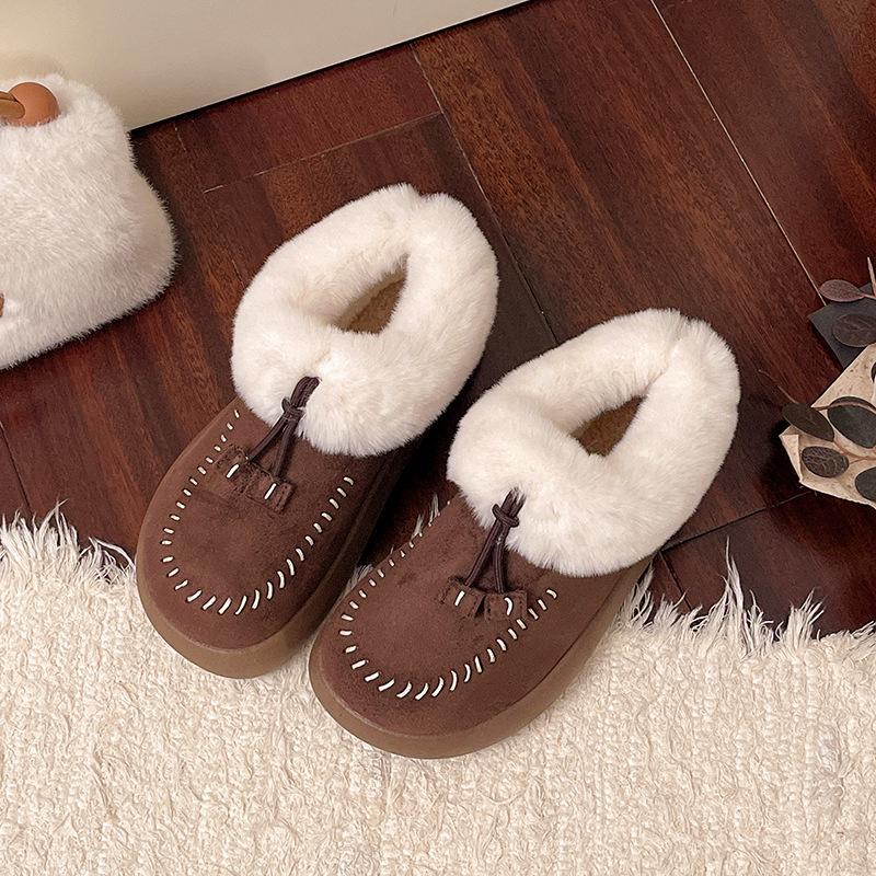 New fashionable versatile fluffy snow women's shoes winter platform plush thermal bag and confinement cotton shoes women