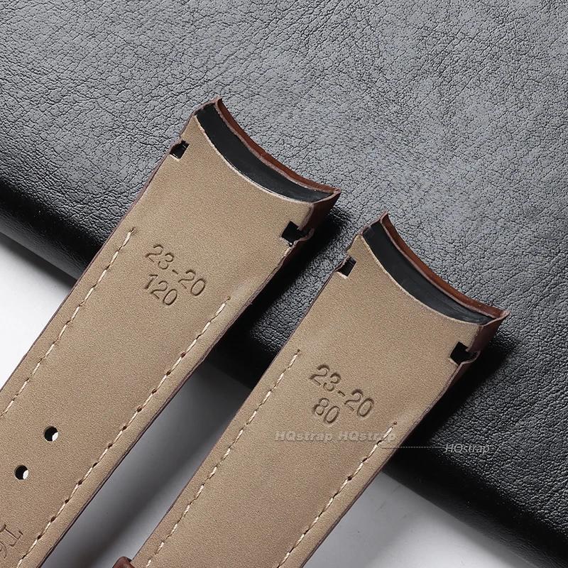 Calfskin Leather Watch Band for Tissot T035 627/407/617 Strap Butterfly Buckle Bracelet Curved End Business Belt 22mm 23mm 24mm