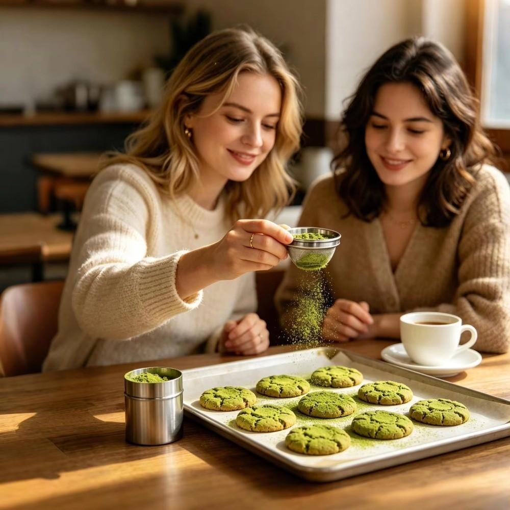 Mit Pudersieb Matcha-Dose Zylindrisches Tee-Siegelglas Matcha-Pulverdose Tee-Organizer