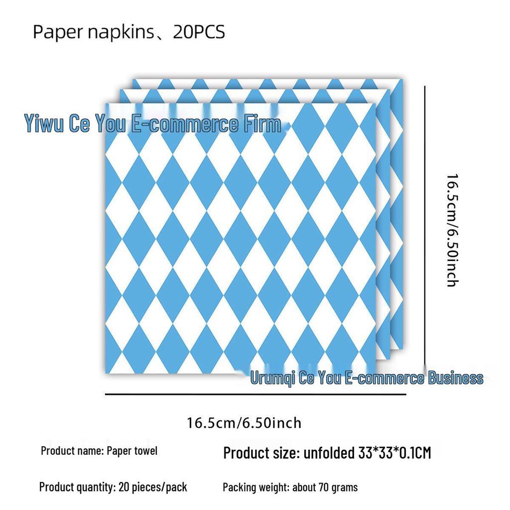 Oktoberfest Party Disposable Set: Plates, Cups, Tablecloth, Bunting, Knives, Forks, Spoons