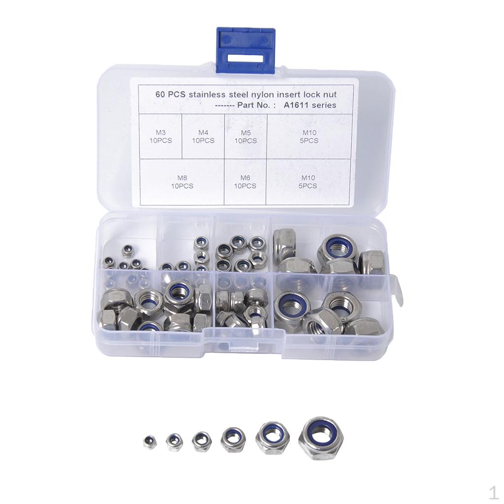 

Set Of 60 Stainless Steel 4 M5 M6 10 Insert Lock Nuts