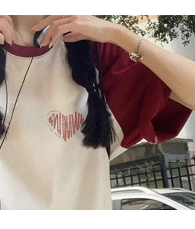 Round Neck Lazy and Fashionable Short-sleeved T-shirt for Women