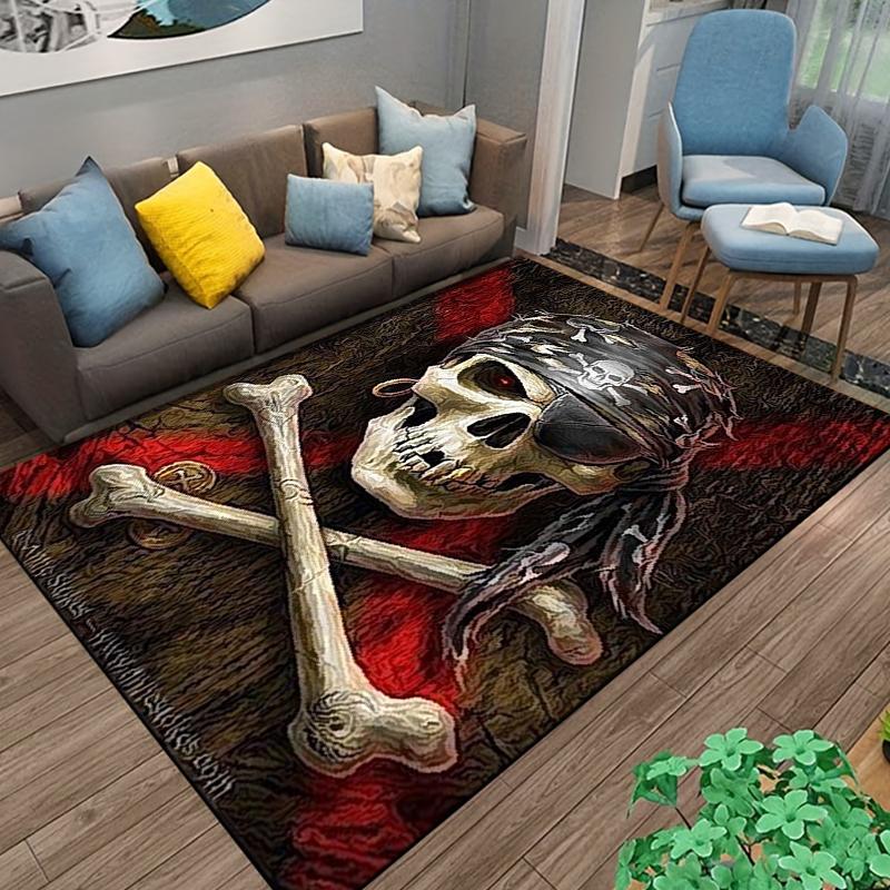 15 Sizes Skeleton Sea Pirate Pattern Rug Carpet for Living Room Bathroom Mat Creative Doormat Carpet for Bedroom Home Decor cool