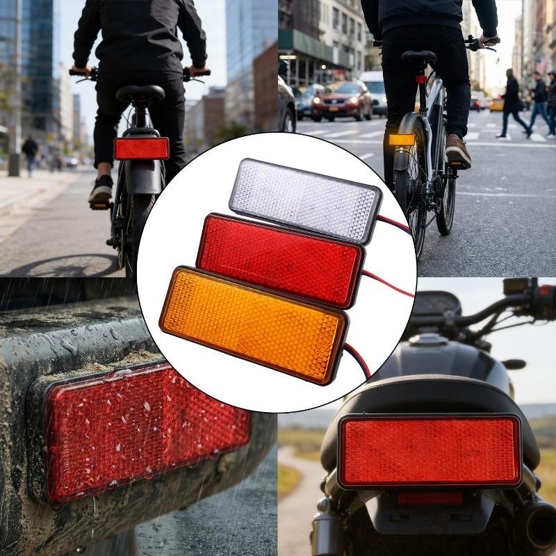 1PC 12V Red White Yellow LED Reflector Rear Tail Brake Stop Warning Side Marker Light for Jeep Truck Trailer Motorcycle Scooter