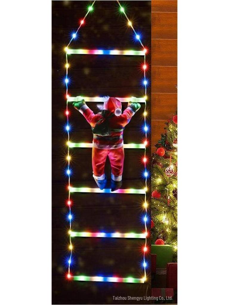 Santa Claus Climbing Ladder Christmas String Lights