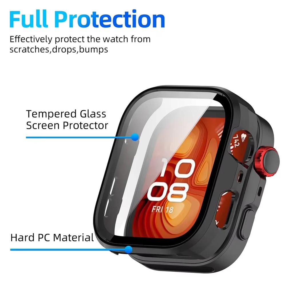 Glass+Case For Huawei Watch Fit 5 Fit4 All-Around Screen Protector Hard PC Bumper Tempered Glass Watch Case Huawei Watch Fit 5 Pro Fit4Pro