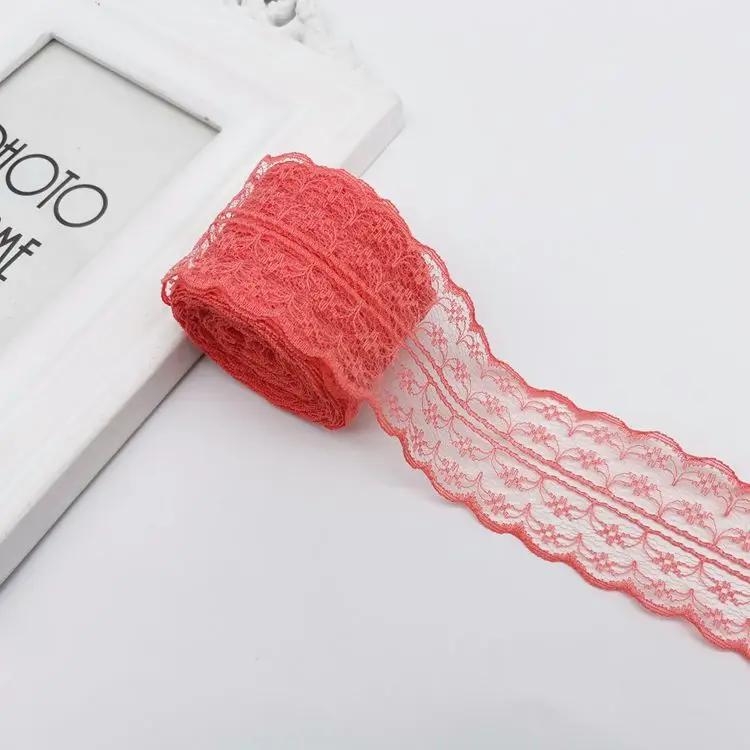 10Meters/Roll 4.5CM Red Black Blue Embroidery Lace Ribbon DIY Apparel Sewing Fabric Wedding Christmas Halloween Gift Decoration