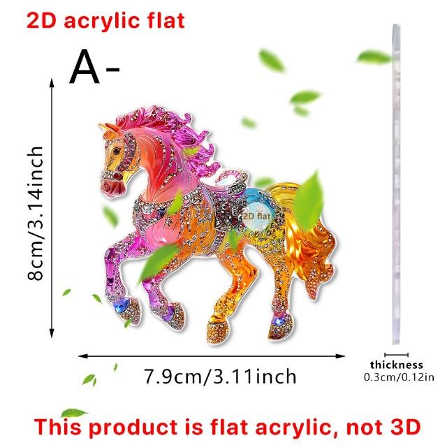 Acrylic Horse Keychain & Hanging Decor - Golden/Ebony Cartoon Style, Car Backpack Home Festival Gift Ornament