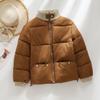 Milk yellow stand-up collar cotton-padded clothes for women's winter new loose and thickened warm cotton-padded clothes, bread clothes, cotton-padded