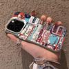 Custodia per iPhone 15Pro/16Pro con Mela Graffiti Inglese - Stile Europeo e Americano