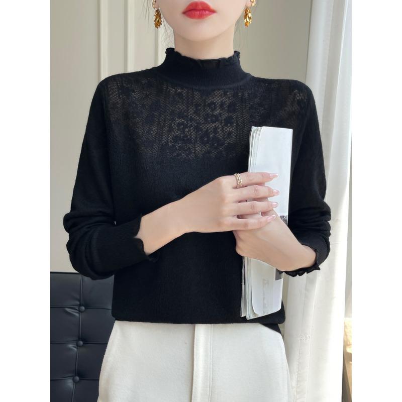 DAFIFY Moda dama ocazional toamna iarna imprimeu culoare uni cu maneca lunga jumatate pulovere cu guler