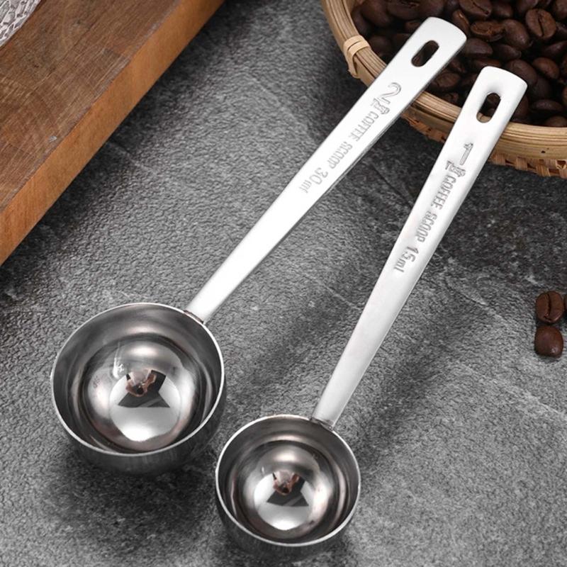 Steel Measuring Spoon Practical Measuring Spoon Long Handle Functional Steel 15/30ML Measuring Spoon