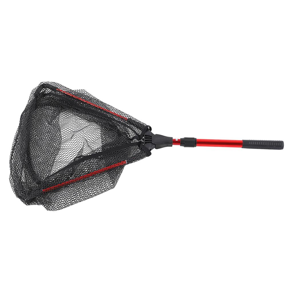 Floating Fishing Net Aluminum Alloy Hex Structural Mesh Extended Handle Double Sided Rubber Coating