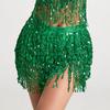 Latin Dance Hula Short Skirt Dress Stage Carnival Party Performance Hip Scarf Three-Layer Tassel Belly Dance Sequins Waist Chain