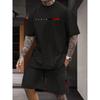 New Summer Men's Set Men's Street King T-Shirt Two-Piece Set Casual Wear Loose-Fit Crew Neck Beach Sports Set