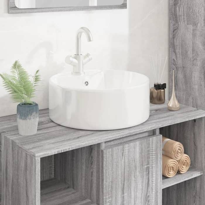 VidaXL Lavabo, Vasque à Poser, Lave-Mains avec Trou de Vidange, Évier de Comptoir Salle de Bain Toilette Salle d'Eau Blanc 153339
