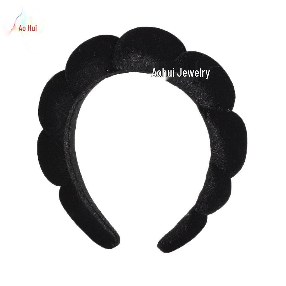 

Золотая бархатная спа-повязка на голову - Модный высокий ободок-губка для макияжа и ухода за кожей.