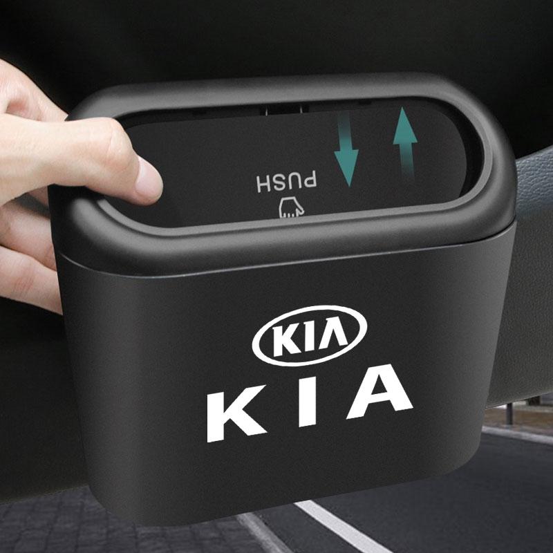 1pcs Car Trash Bin Hanging Garbage Case Storage Box Square Pressing Trash Can For KIA K5 K9 Sorento Ceed Sportage Carnival Stinger Forte Niro Cadenza