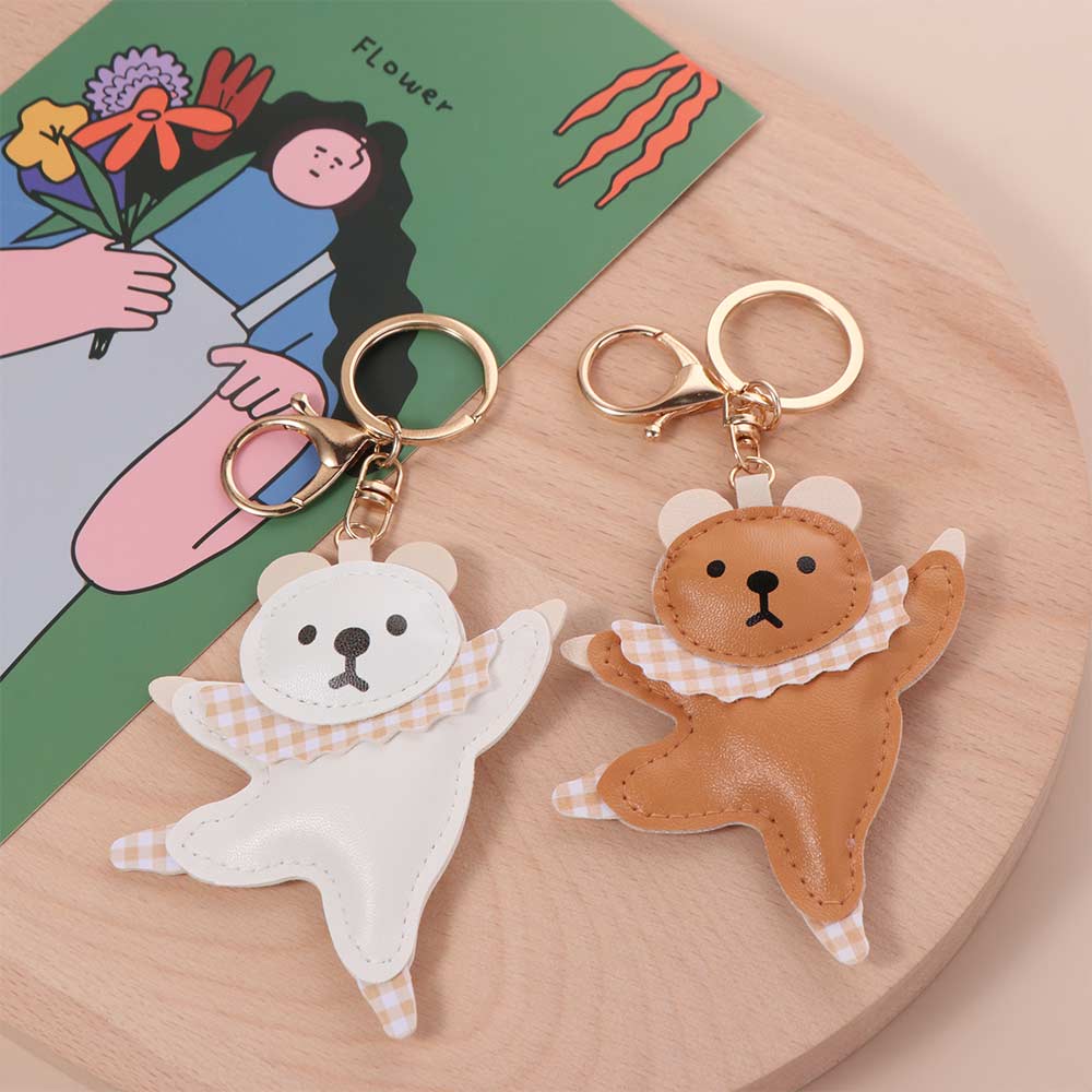 Bag Pendant PU Bear Pendant Patchwork Car Keyring Funny Ballet Bear Keychain  Girl/Boy