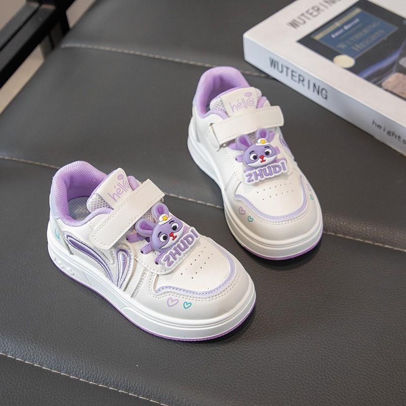 Girls Soft Sole Casual Sneakers Fall Kids Fashion White Shoes With Cartoon Print