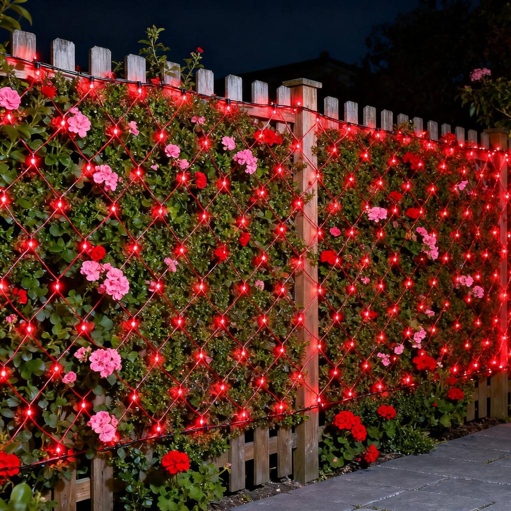 Outdoor Christmas Mesh Lights, 6.5 X 6.5 Ft LED Mesh String Lights With 8 Lighting Modes, Connectable Lights For Garden Trees And Shrubs