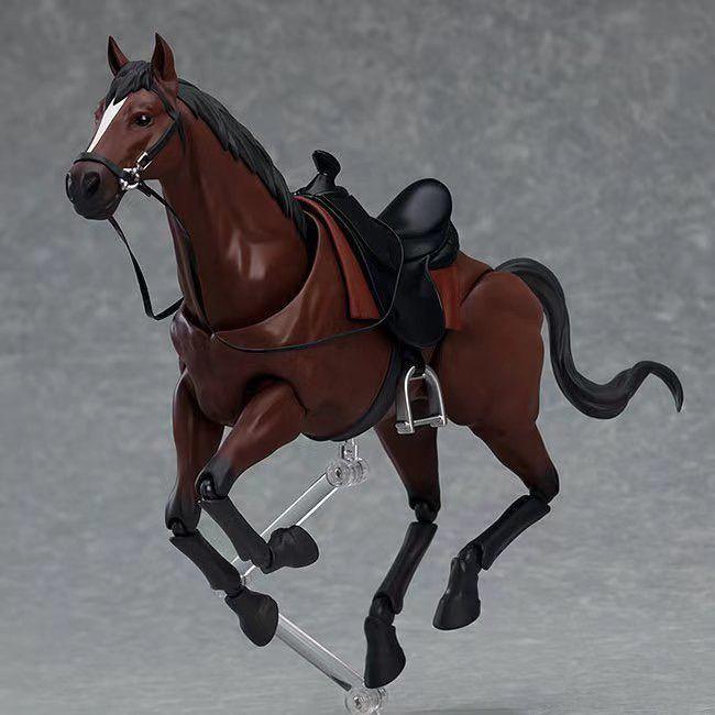 Figma 490 Brown White Black Yellow Horse Articulated Poseable Horse Model Toy Figure Diorama Display Set Scene Gift Collector