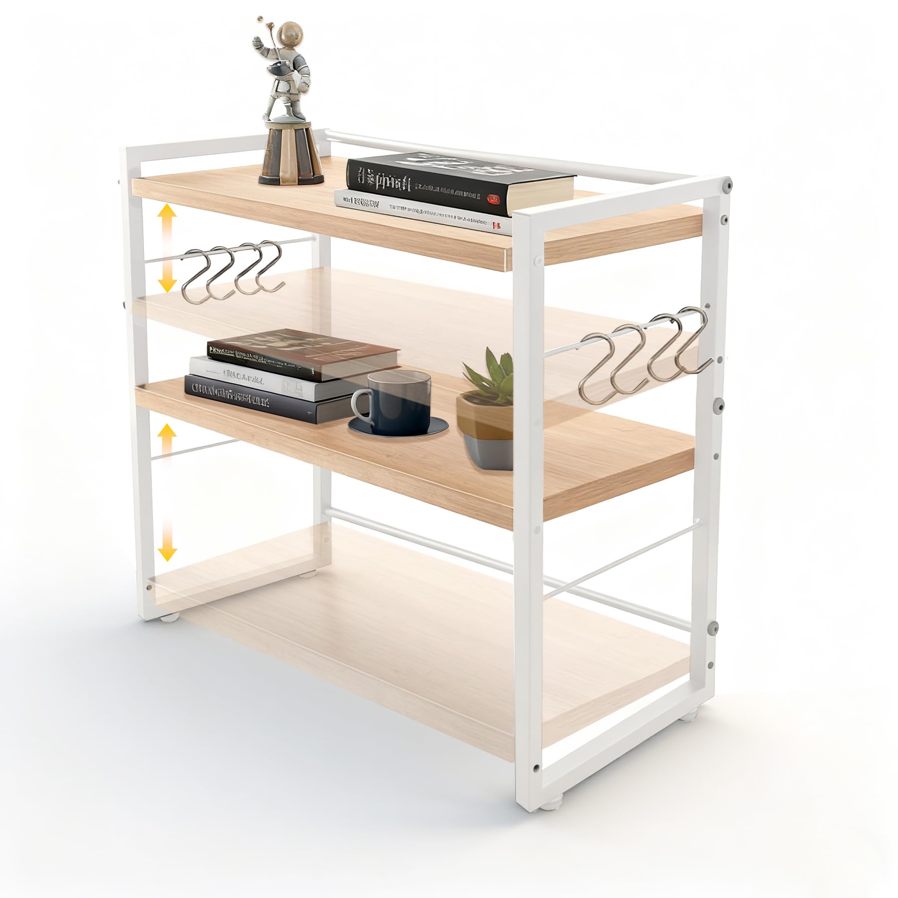 

ATHULYA Desktop Desk Bookshelf with 8 Adjustable Shelf Desk Thick High Load Small Item Storage Desktop Kitchen Easy 43cm x 20cm x 43cm Wood Rack,