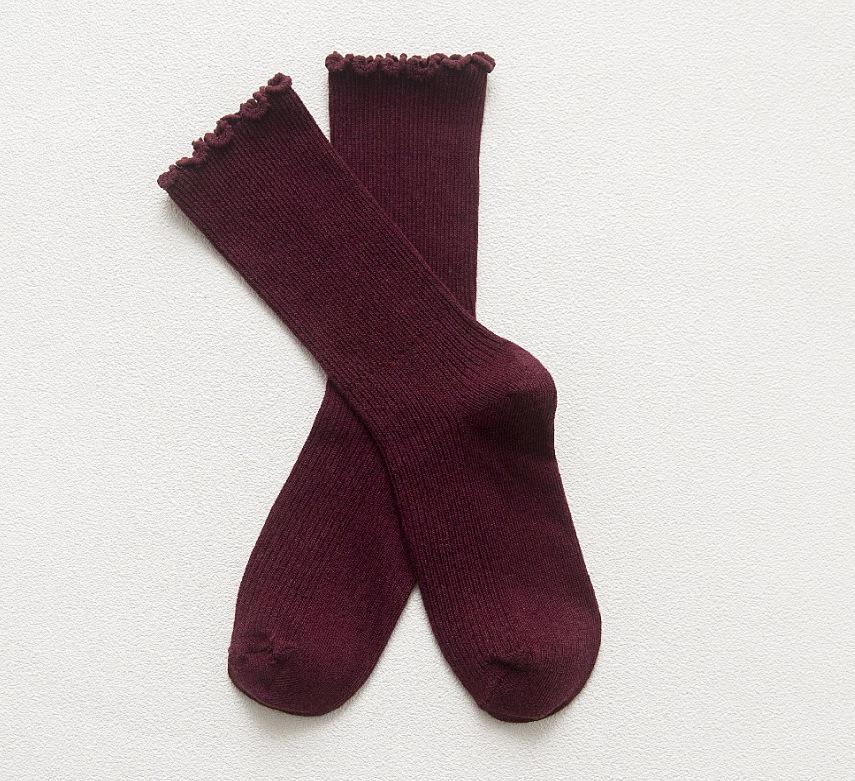 Șosete Dama Stil Japonez Culoare Solidă Până la Mijlocul Gambei Bumbac Striat