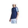 Adidas Originals Colorblocked Striped Ribbed Crew Neck Short Sleeve T-Shirt Men Tops Night-Blue IY4868