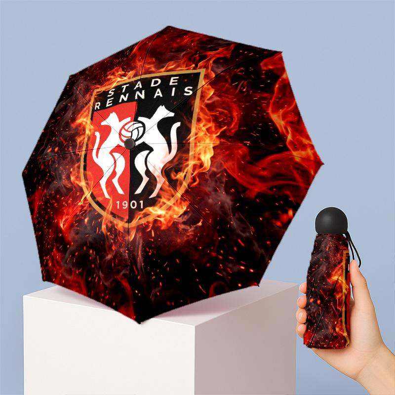Stade Rennais FC Mini 5 Fold Pocket Umbrella Compact Lightweight Anti UV Rain Sun Protection Umbrella Portable Travel Umbrella