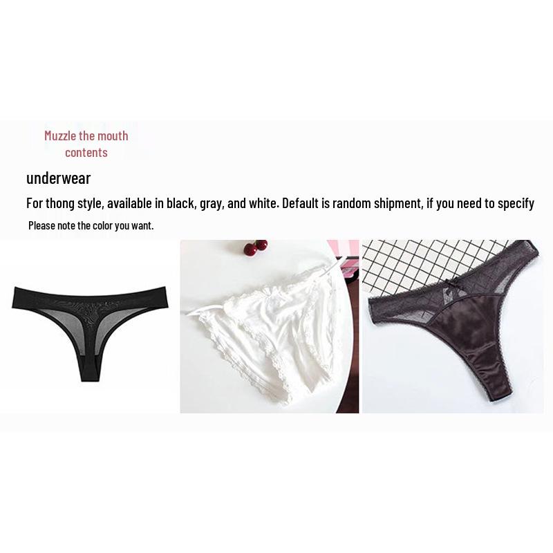 Exposed Humiliation Set: Mouth Gag, Panties, Stockings, Tape - Queen's Training for Male Slave