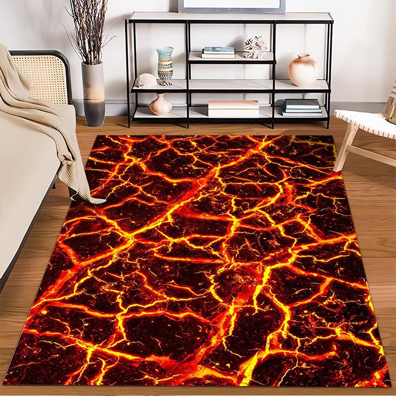 Bodenmatte mit feurigem Lavamuster, geeignet als rutschfeste Matte für das Wohnzimmer oder das Sofa im Schlafzimmer