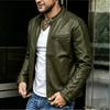 Mens Stand Collar PU Leather Jacket Punk Biker Style Loose Fit Winter Outerwear Young Adults