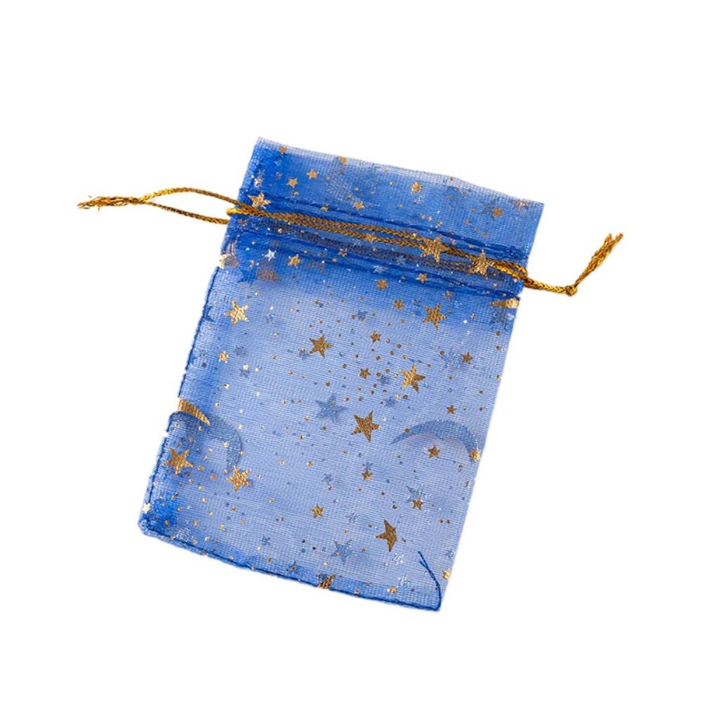 10pcs Organza Gift Bags Multicolor Moon & Star – Jewelry Pouches for Wedding, Party Favors, Candy, and Jewelry Packaging