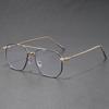 Retro Ultra-Light Double-Beam Metal Flat Glasses Classic Casual Unisex Frame for Large Faces