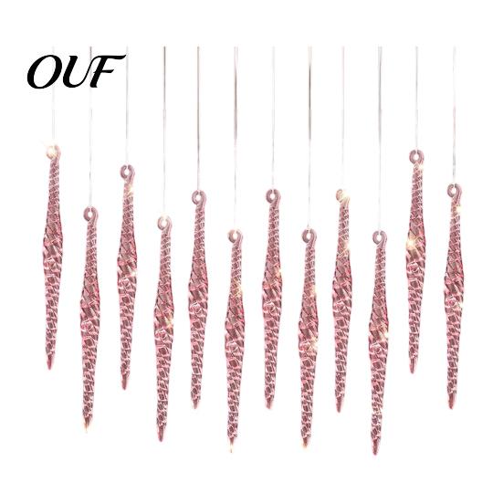 Seasonal Home Holiday Accents 12Pcs Spiral Icicle Ornaments, Christmas Twisted Hanging Decor, Transparent Winter Wonderland Party Supplies Pendants