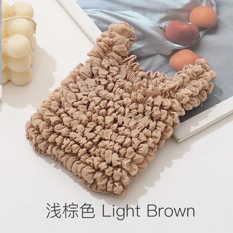 

1pc Magic Expansion Fold Pleated Flexible Stretch Bag Large Capacity Shopping Elastic Paddy Portable Handbag Reusable Mini Tote 17x10cm