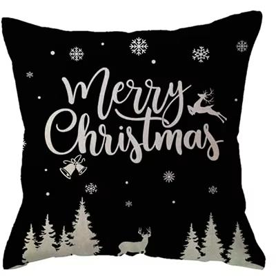 Winter Christmas Day Decorative Pillowcase Black Christmas Decoration Snowflake Tree Double sided Printed Decorative Sofa Cover