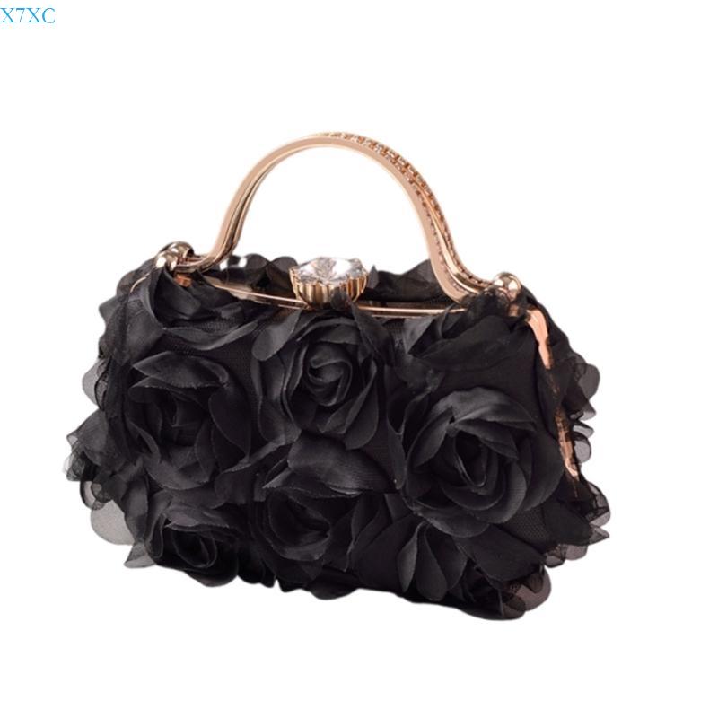 

X7XC Rose Evening Handbag with Chain Clutch Purse for Formal Dresses and Gowns чёрный
