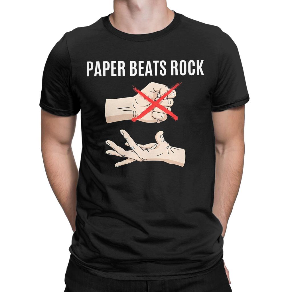 Paper Beats Rock T Shirt Beach Rock Paper Scissors Pure Cotton T Shirts For Male Hipster Tshirt ShortSleeve Vintage Clothes