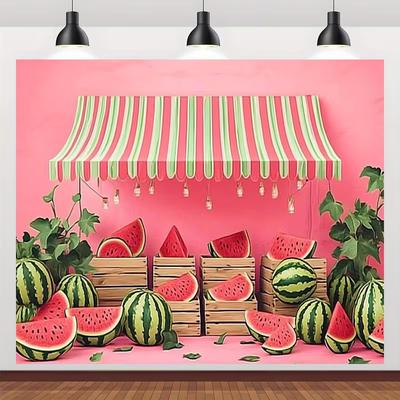 2D Summer Watermelon Stall Photo Backdrop Fruit Party Decor Cloth