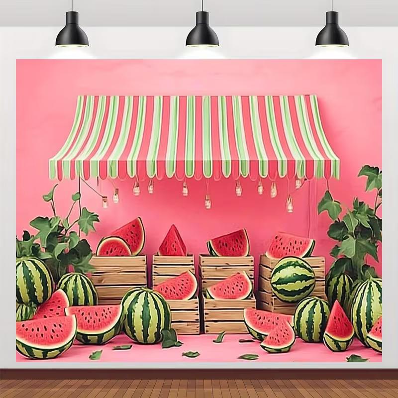 2D Summer Watermelon Stall Photo Backdrop Fruit Party Decor Cloth