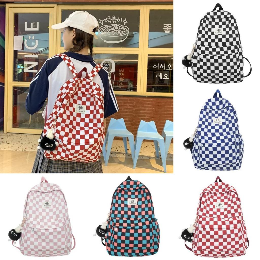 Chessboard Girls Pattern Boys Backpack Front Organizer Laptop Storage School Bag
